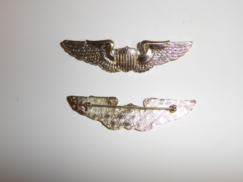 e1157 WW2 US Army Air Force USAAF Silver Pilot Wing Snowflake pattern B1D30 gallery