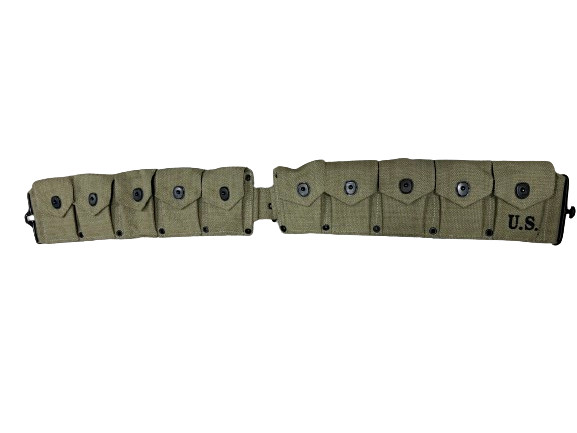 U.S. Army WWII Springfield M1 Garand 10 Pocket Canvas Ammunition Belt-OD GREEN gallery