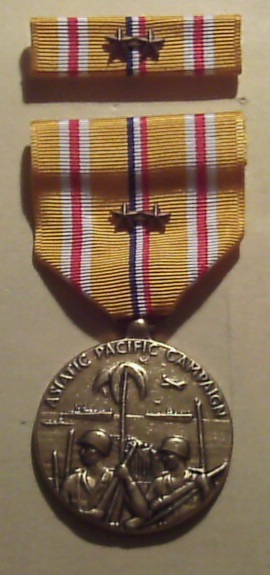 WW II Asiatic Pacific Campaign Medal with Ribbon 2 BATTLE STARs