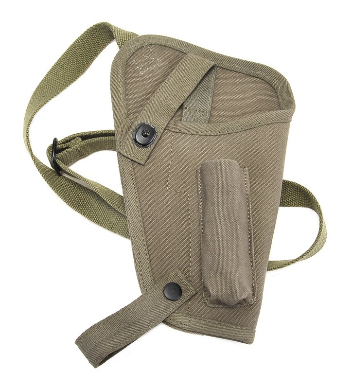 US WW2 M3 OD Canvas Colt 1911 .45 Tanker Shoulder Holster with Magazine Pouch gallery
