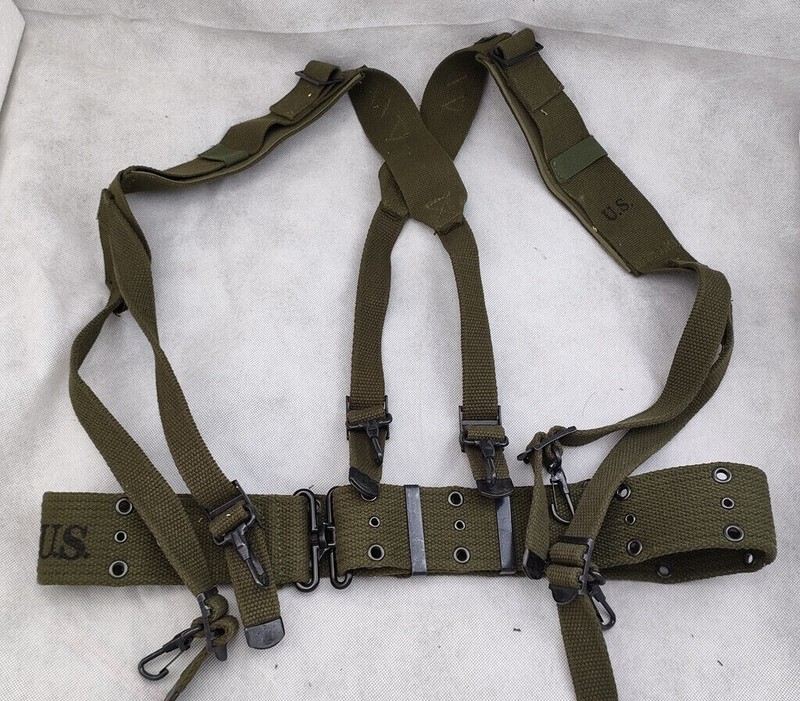 VIETNAM WAR KOREAN WAR WW2 US ARMY M1945 FIELD EQUIPMENT X SUSPENDERS & BELT gallery