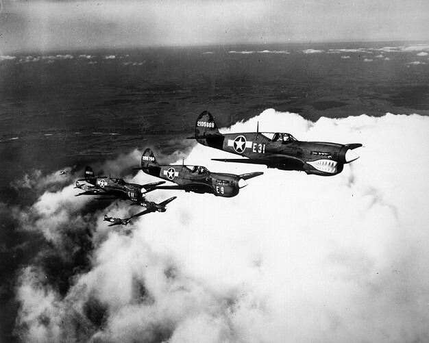 P-40 Mustang Fighter Aircraft in flight formation 8×10 WWII WW2 Photo 822a