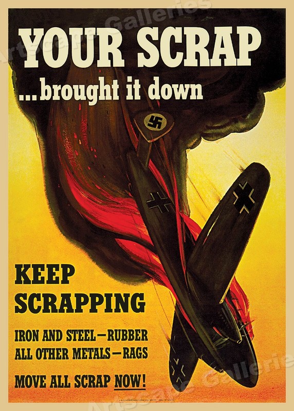 1940s Scrap Metal – Keep Scrapping! World War 2 Recycling Poster – 16×20
