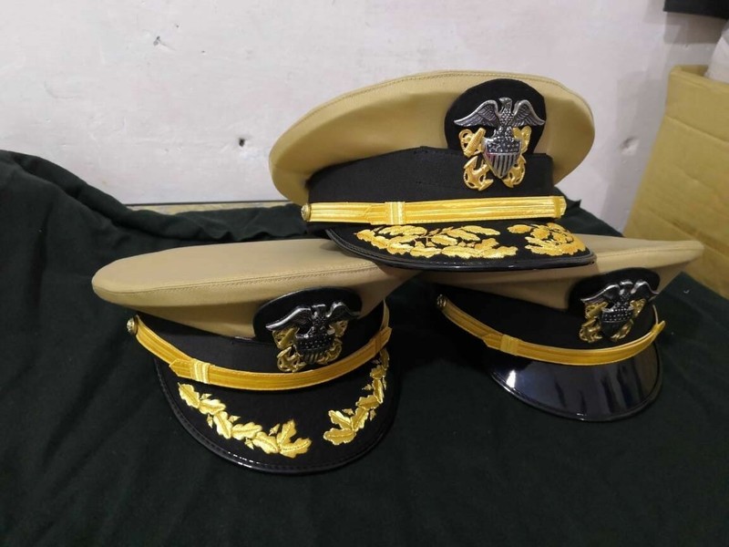 New Us Navy Commander Admiral Rank Caps Hats Embroidered Peak All Size Available gallery
