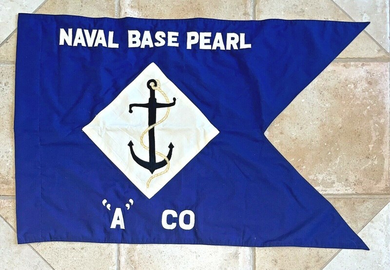 USN UNITED STATES NAVY US NAVAL BASE PEARL ” A ” COMPANY BLUE ANCHOR FLAG