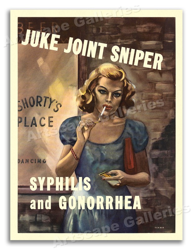 “Juke Joint Sniper” 1940s WW2 Vintage Style Army Health Poster – 18×24