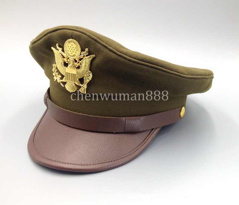 US ARMY AIR CORPS FORCE MILITARY HAT OFFICER WIDE BRIM EAGLE BADGE HAT CAP -XL gallery