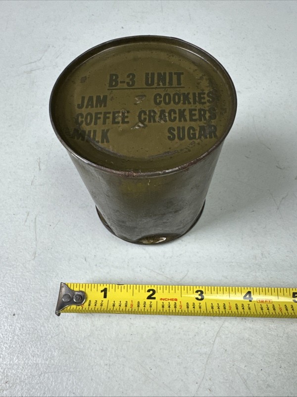 Post WWII 1952 Korean War Type US Army Ration B3 Unit Jam Coffee Milk Cookies