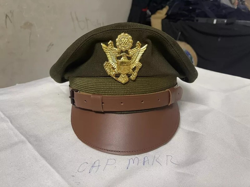 WW2 US Army Aircorps Military Officers Pilots OD Visor Crusher Hat Cap gallery