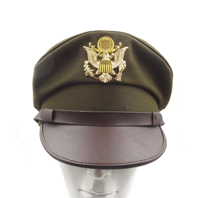 WW2 US Army Air Corps Officer Crusher Hat Military Cap With Golden Eagle Badge M gallery