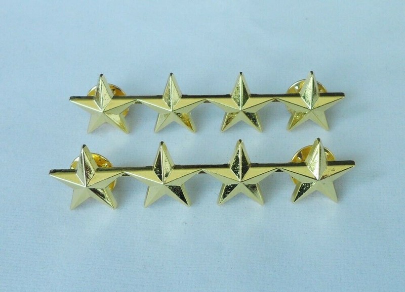 WW2 PAIR US MILITARY ARMY FIVE STARS CAPTAIN GENERAL RANK BADGE PIN INSIGNIA