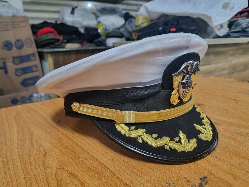 Us Navy Officer Cap, US Navy Commander captain Rank Cap with waterproof cover gallery
