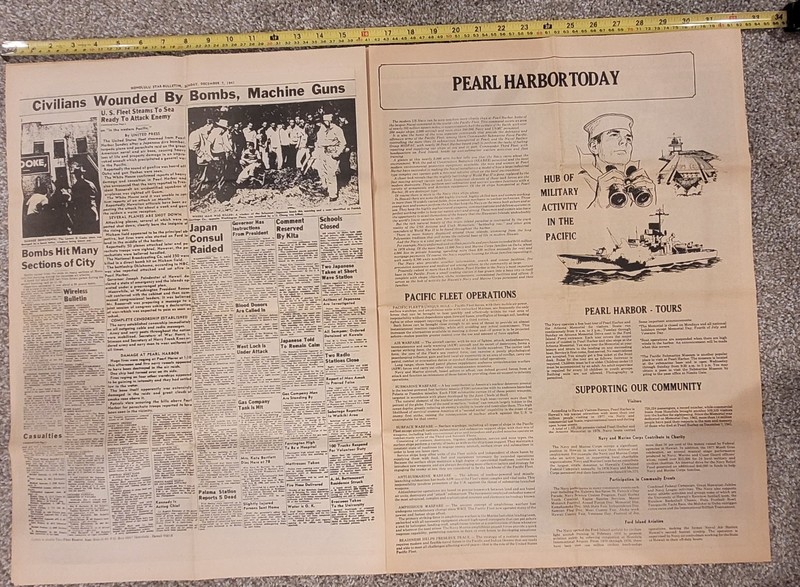 Circa 1981 Souvenir Repo Honolulu Star-Bulletin 1st Extra December 7th 1941 gallery