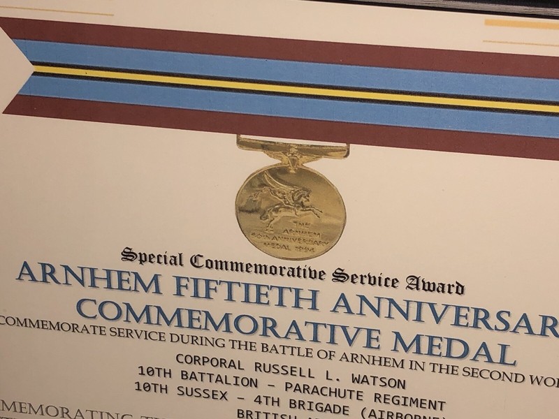 SCSA - ARNHEM 50TH ANNIVERSARY COMMEMORATIVE MEDAL CERTIFICATE ~ Type 1 gallery