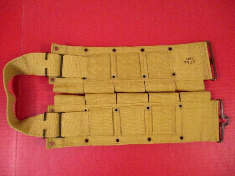 WWII US Army M1923 Cartridge Belt - Khaki - Dtd 1942 - Up to 49" Waist - Repro gallery
