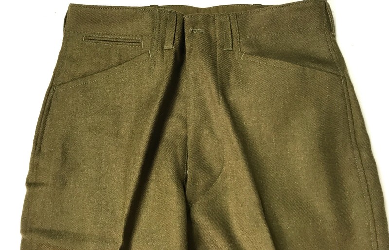 WWII US M1937 WOOL COMBAT FIELD STRAIGHT LEG TROUSERS- SIZE LARGE 36 WAIST gallery
