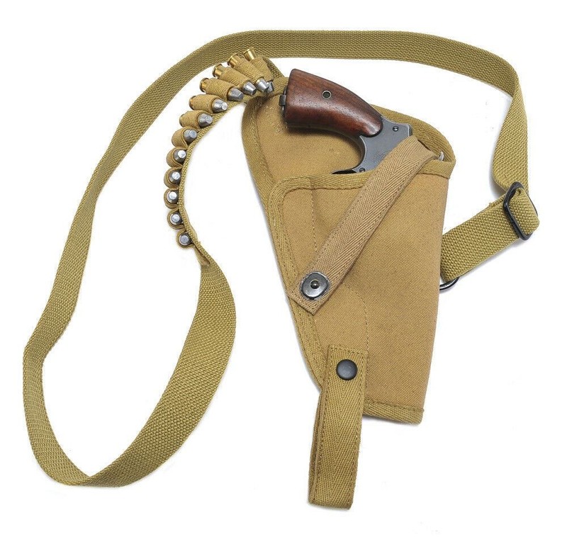 US M3 Victory Revolver Pilots Canvas Shoulder Holster with Shell loops Khaki gallery
