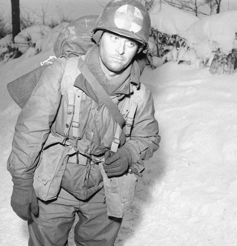 WW2 WWII Photo World War Two / US Army Medic Battle of Bulge January 1945