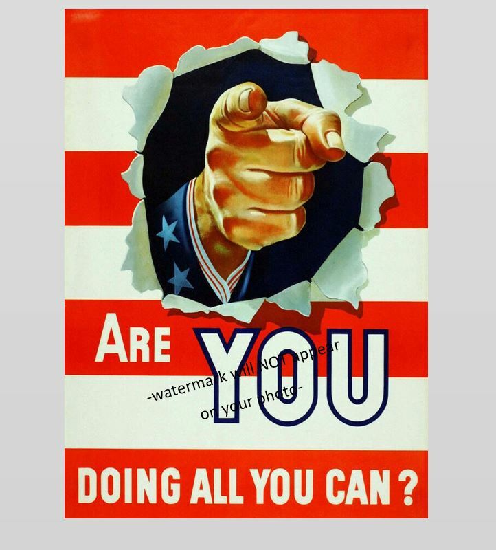 Uncle Sam Finger PHOTO World War 2 Recruitment Propaganda Poster 5x7 War Effort
