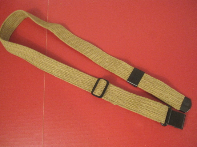 WWII US GI M1 Garand Canvas Rifle Sling w/Flat Buckle Khaki - Dated 1942 Repro gallery