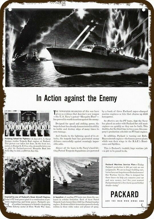 1942 WWII Navy PT Boat Patrol Torpedo Boat Packard DECORATIVE REPLICA METAL SIGN