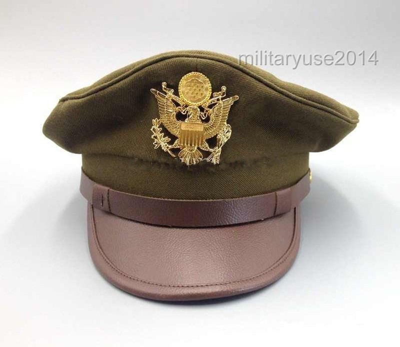 US Army Air Corps Force Military Hat Officer Wide Brim Eagle Badge Hat Cap -M gallery