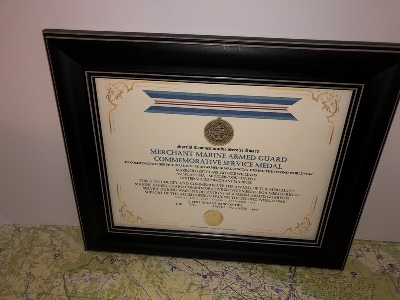 SCSA - MERCHANT MARINE ARMED GUARD COMMEMORATIVE MEDAL CERTIFICATE ~ Type 1 gallery