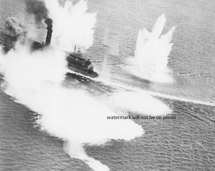 U.S. Planes bombing the Japanese Ship, "Tsugaru-maru" 8"x 10" WWII Photo 398