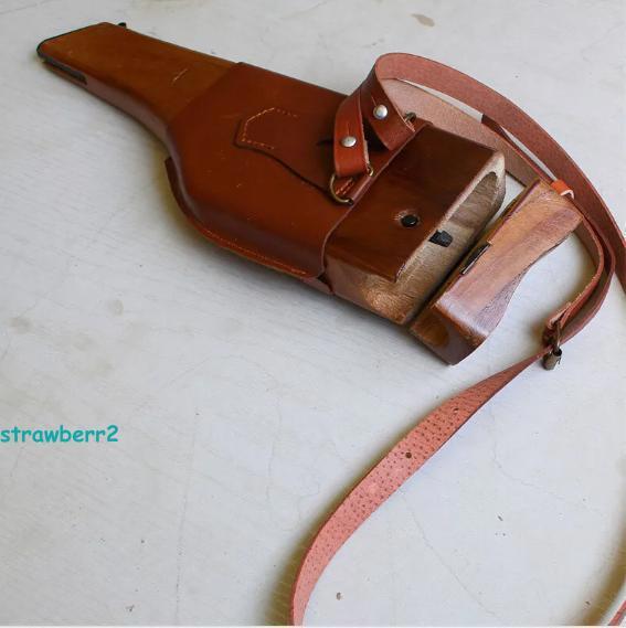 US Stock WW2 Broomhandle German Mauser C96 Wood Leather Box Holster Collection gallery