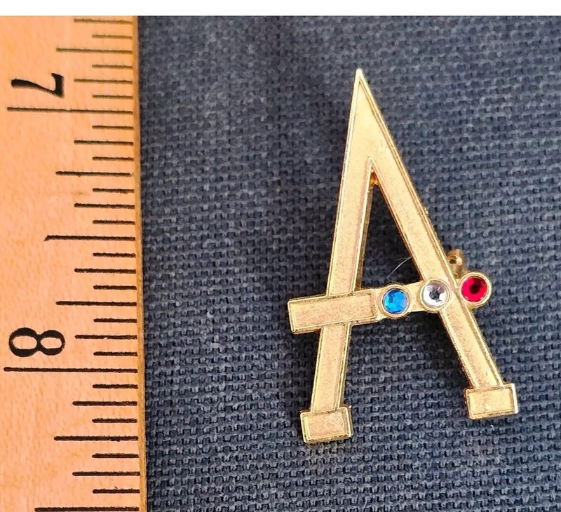 Commemorative D-Day Museum Collectible Brooch Pin “A” With Red White Blue Stones