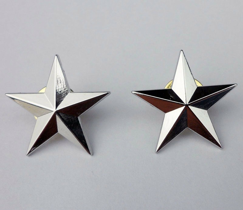 US Military One Stars General Rank Badge Pin Insignia PAIR