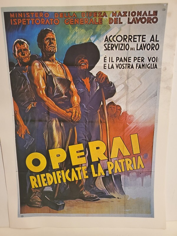 WORLD WAR II REPLICA PROPAGANDA POSTER REPRINT 10.25″X14″ #6 WORKERS REBUILD
