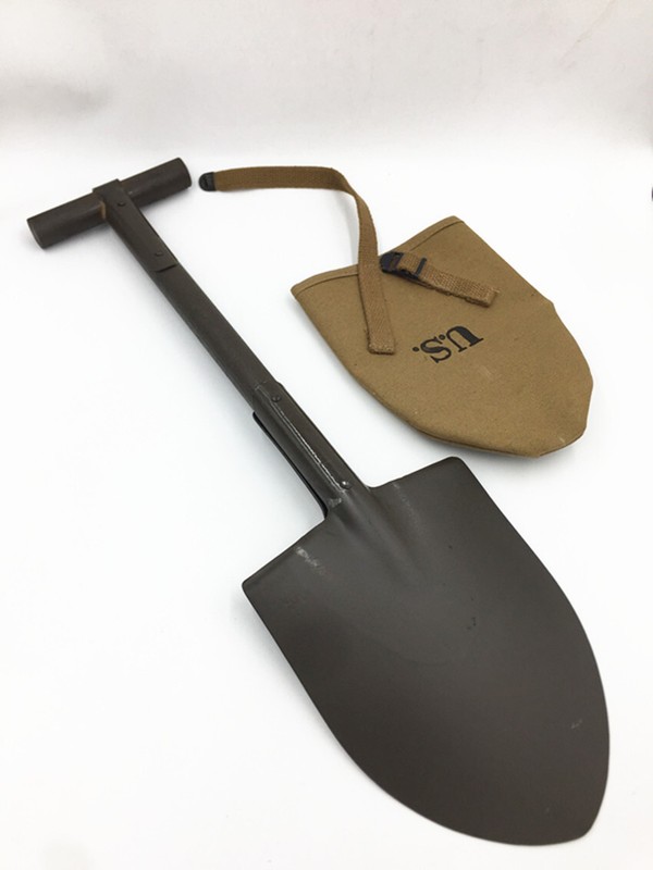 WW2 US ARMY USMC M1910 T-HANDLE SHOVEL Length 53cm With Khaki Cover