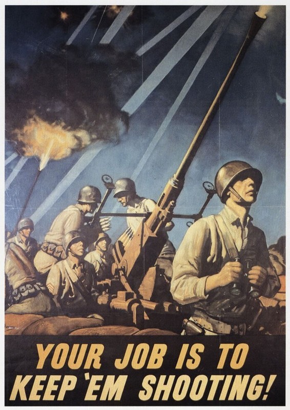 Your Job: Keep ’em Shooting! Army Artillery WWII Mini Poster 1991 Illustration