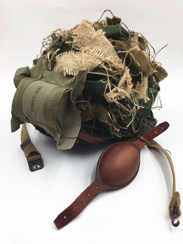 WWII WW2 US ARMY AIRBORNE M1C HELMET CAMOUFLAGE NET SUIT gallery