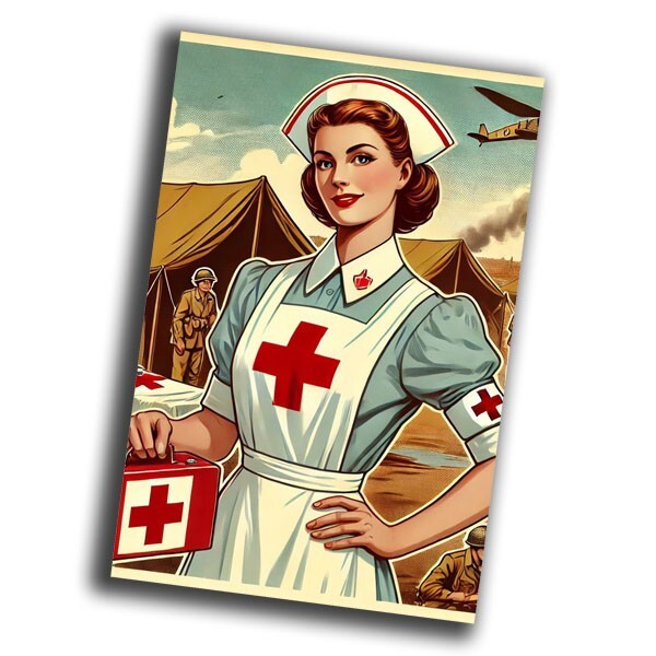 nice vintage retro female military nurse Red Cross WW2 Photo Glossy 4*6 in F63