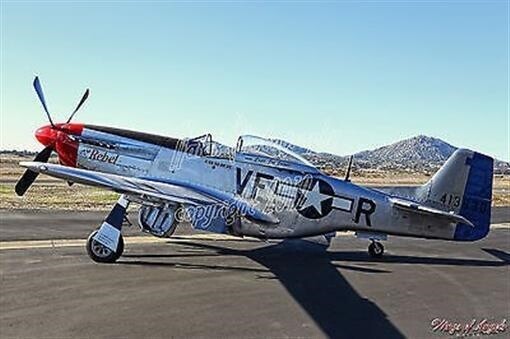 Malak Wings of Angels WWII Plane Vintage P-51D Mustang "The Rebel" Print