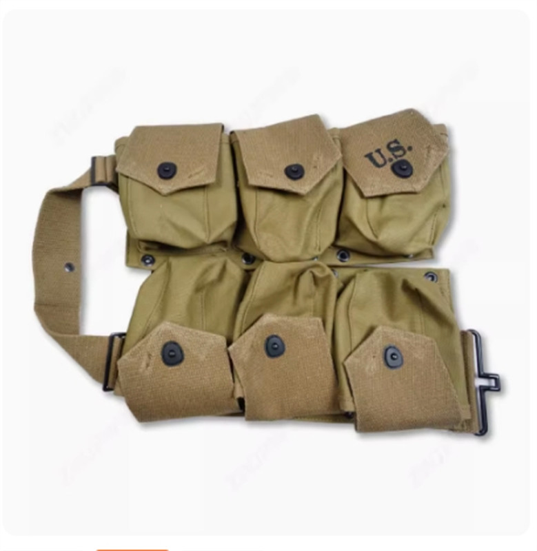 WW II US Army B.A.R. 6 Bags Khaki Army Money Waist Belt Button Closure Replica gallery