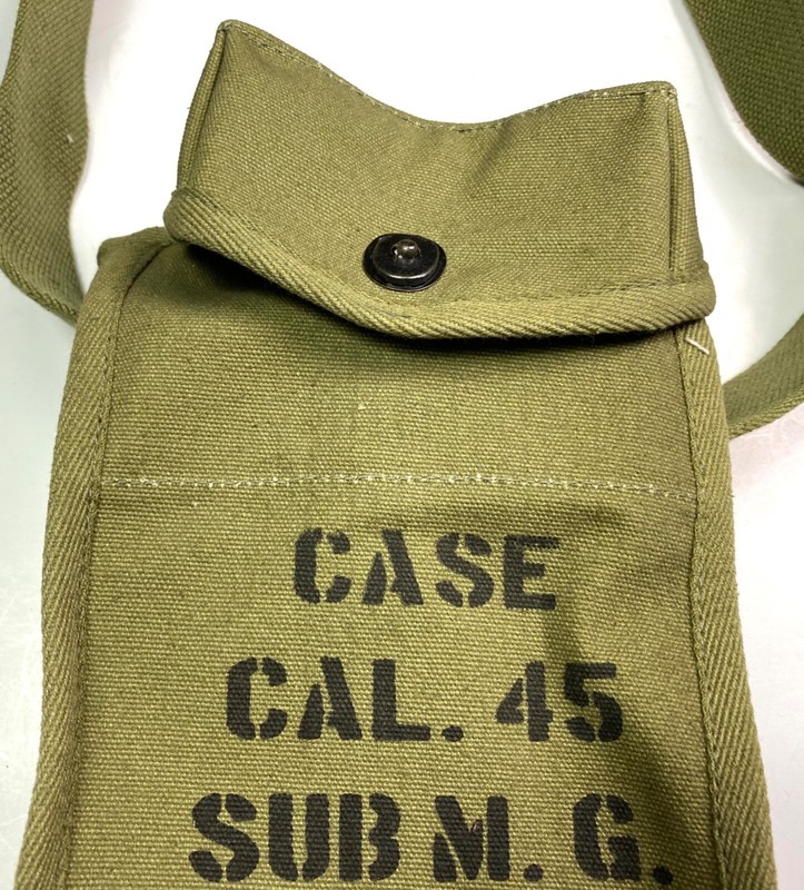 WWII US ARMY M1 & GREASE GUN 30RD .45 AMMO MAGAZINE CARRY BAG-OD#7 gallery