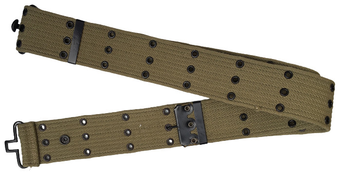 WWII M1 Army Webbing Canvas Belt Reproduction OD Green with U.S Marking gallery