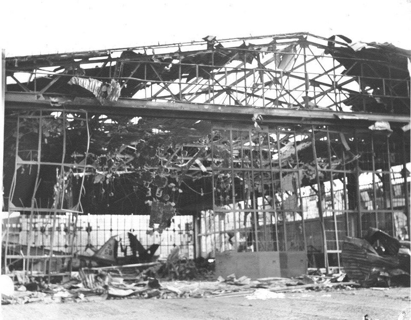 WW2 WWII Photo Pearl Harbor Attack Damaged Hangers Ford Island World War Two