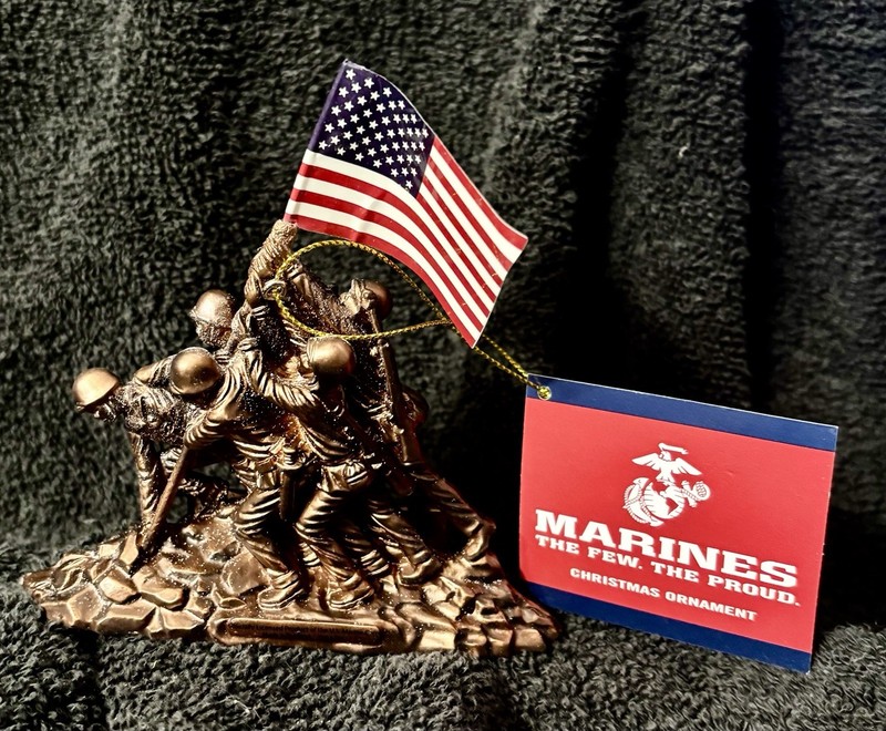 USMC Marine Corps WWII WW2 Raise The Flag Iwo Jima CHRISTMAS ORNAMENT NEW W Tags gallery
