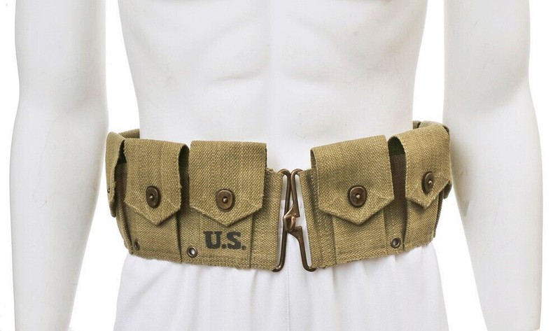 US M1 Garand M1923 Cartridge Belt Light OD Marked JT&L 1943 will fit up to 49″