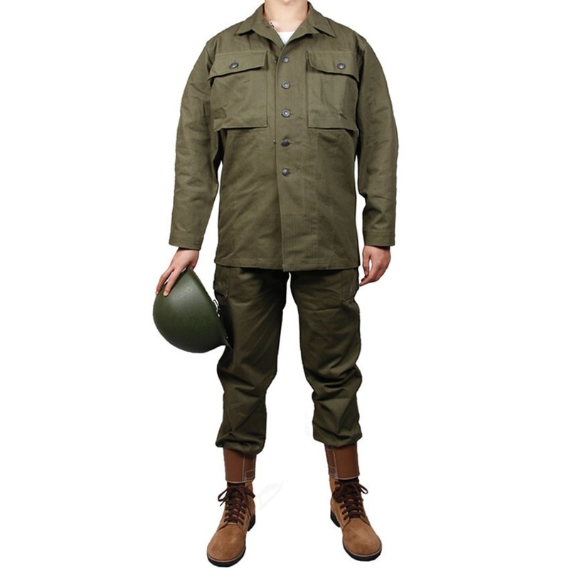 US Army Green HBT UNIFORM PURE COTTON OUTDOOR UNIFORM（No helmet, no shoes）