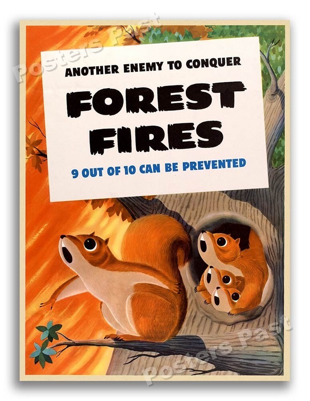 1944 “Another Enemy to Conquer – Forest Fires” Vintage Style WW2 Poster – 18×24