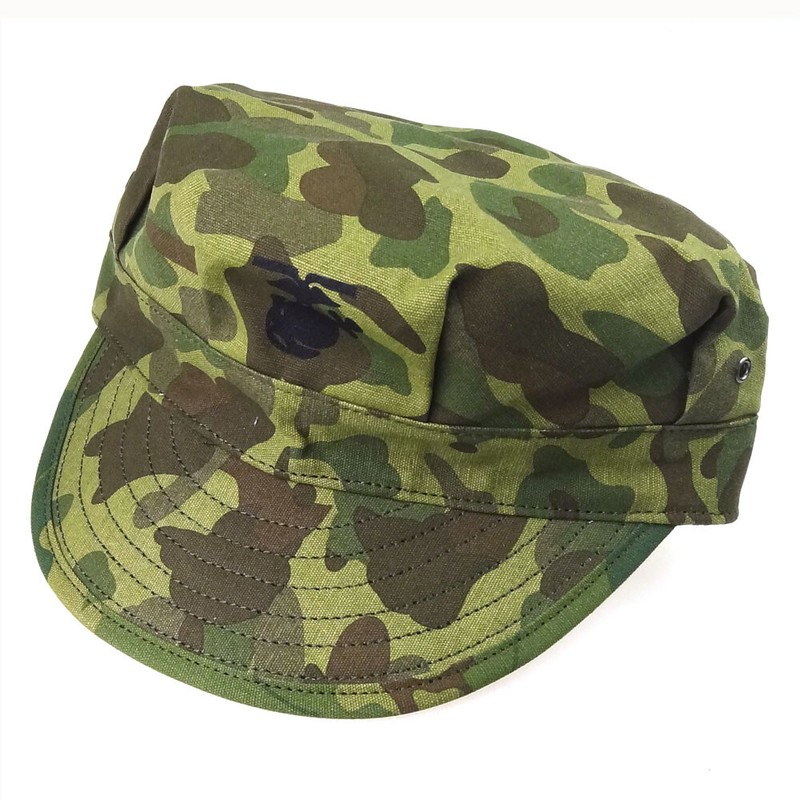 WWII US HBT Utility Cap Vintage USMC Pacific Camo Marine Corps Field Hat Size 62