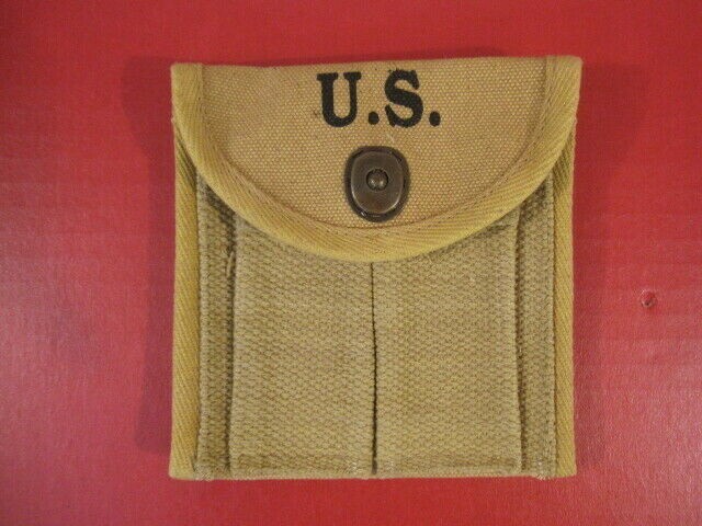 WWII M1 Carbine Khaki Color Magazine Stock Pouch Dated 1942 – Reproduction