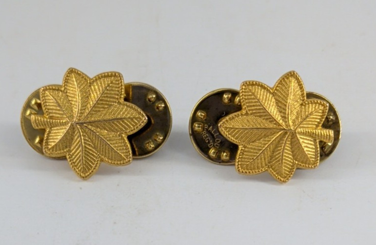 US Army Major Officer Rank Insignia Oak Leaf Pins Badge Set American Military gallery