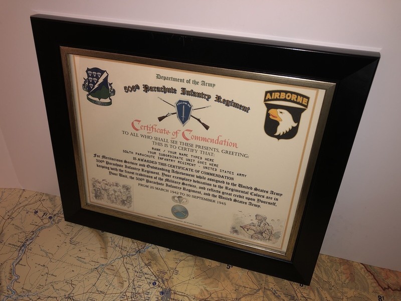 506TH PARACHUTE INFANTRY REGIMENT / COMMEMORATIVE - CERTIFICATE OF COMMENDATION gallery