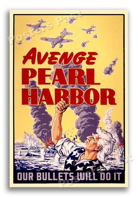 Avenge Pearl Harbor – Our Bullets Will Do It” 1942 World War 2 Poster – 16×24